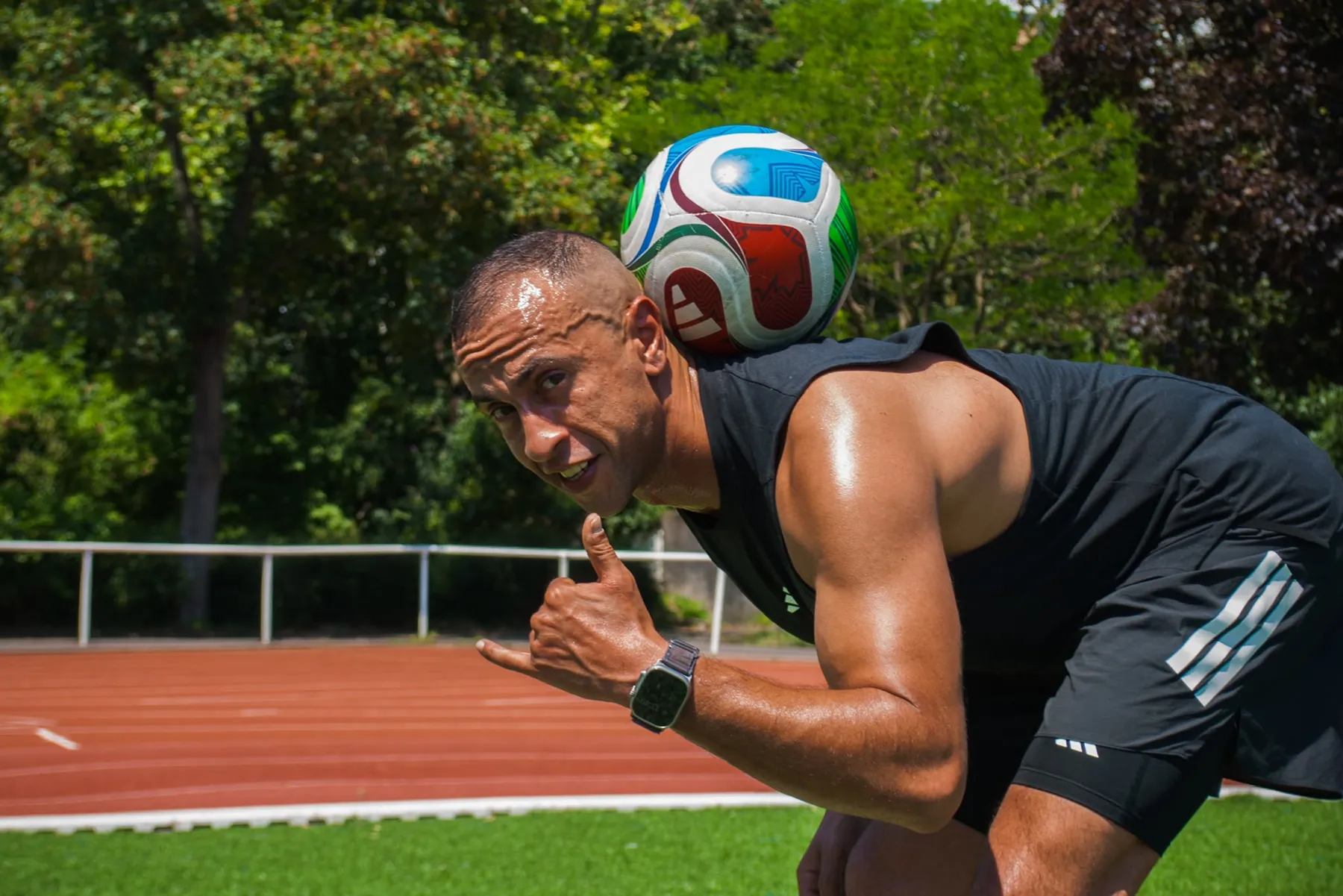 Mounir à l’entraînement sur piste